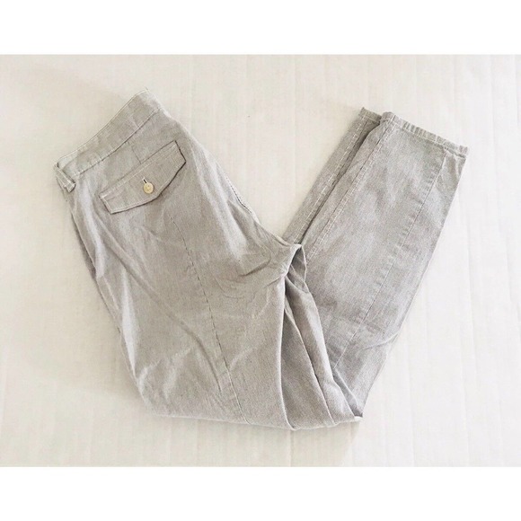 J crew | Womens Pinstripe Pants Size 2 Blue Skinny Ankle City Fit Stretch - Picture 6 of 10